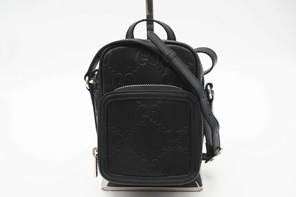 Gucci GG embossed leather shoulder bag black